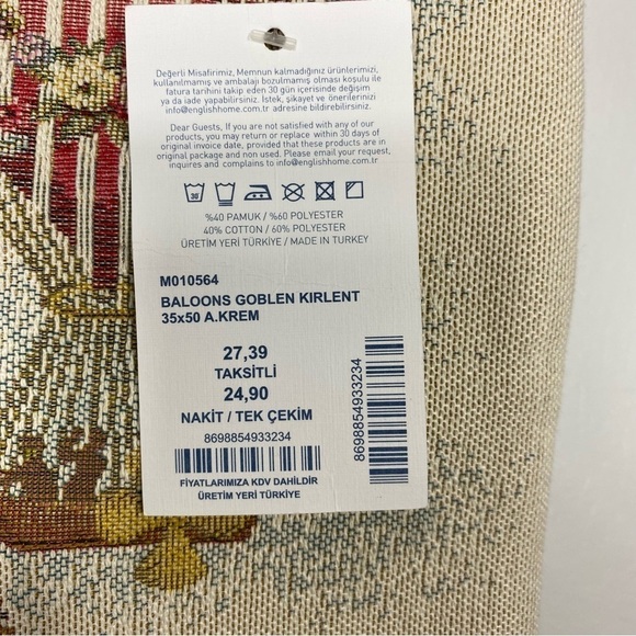 Hot Air Balloon London scene tapestry pillow cover 20 x 13 made in Turkey - Picture 12 of 12